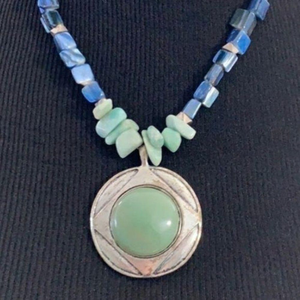 Aventurine Green Pendant Small Chunk‎ Necklace